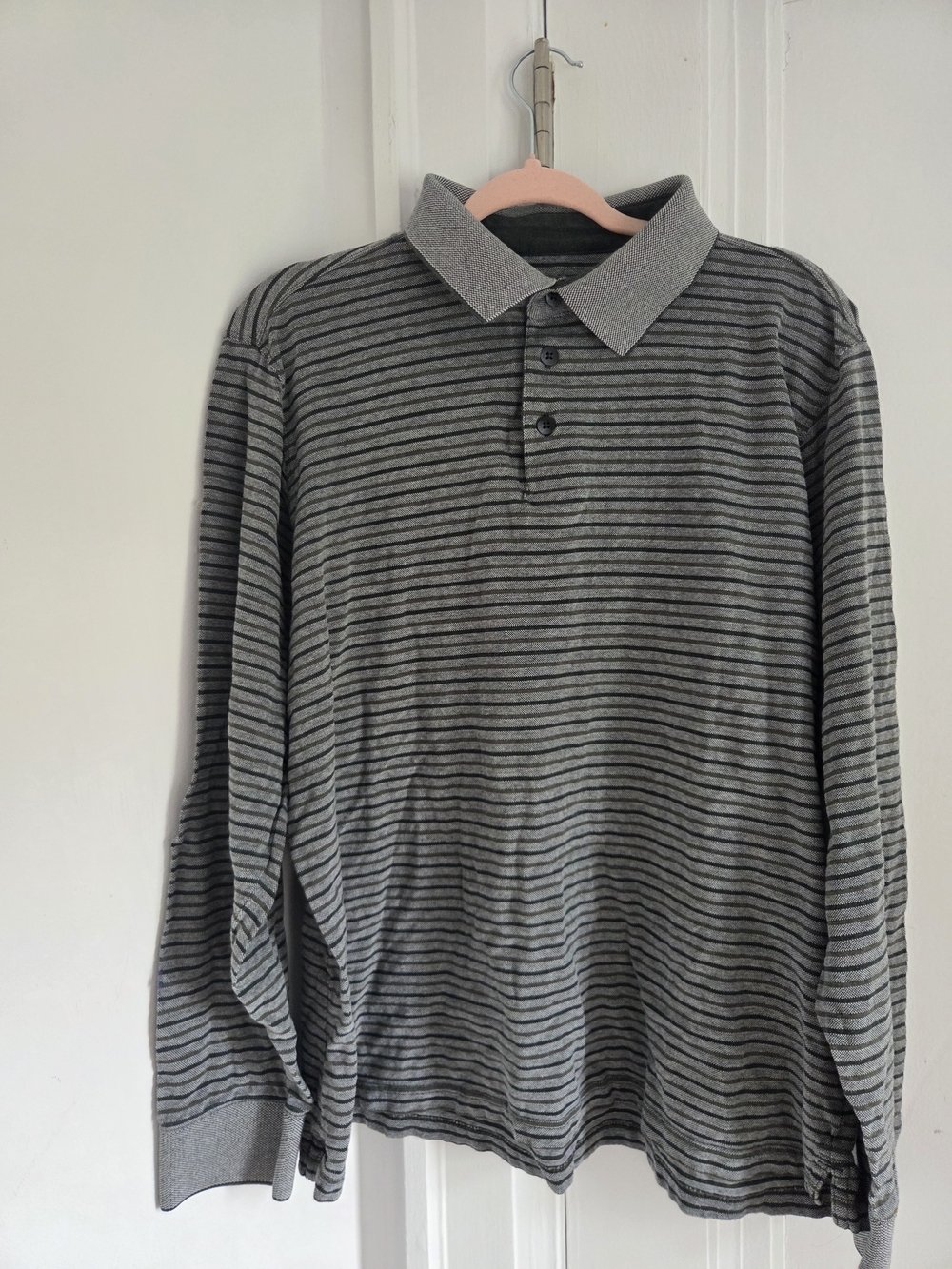 Pierre Cardin Long Sleeve Stripped Polo Shirt 100% Cotton Seize L